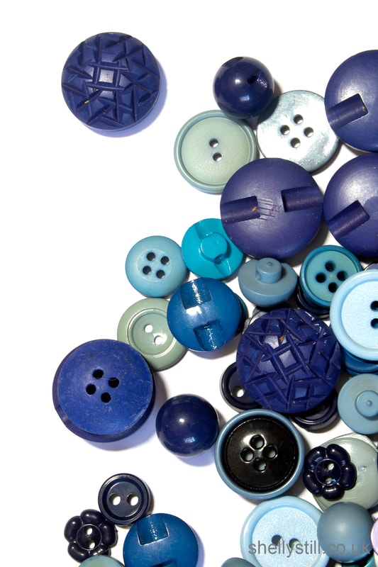 Collection of Sewing Craft Buttons Stock Photo Blue Shelly Still