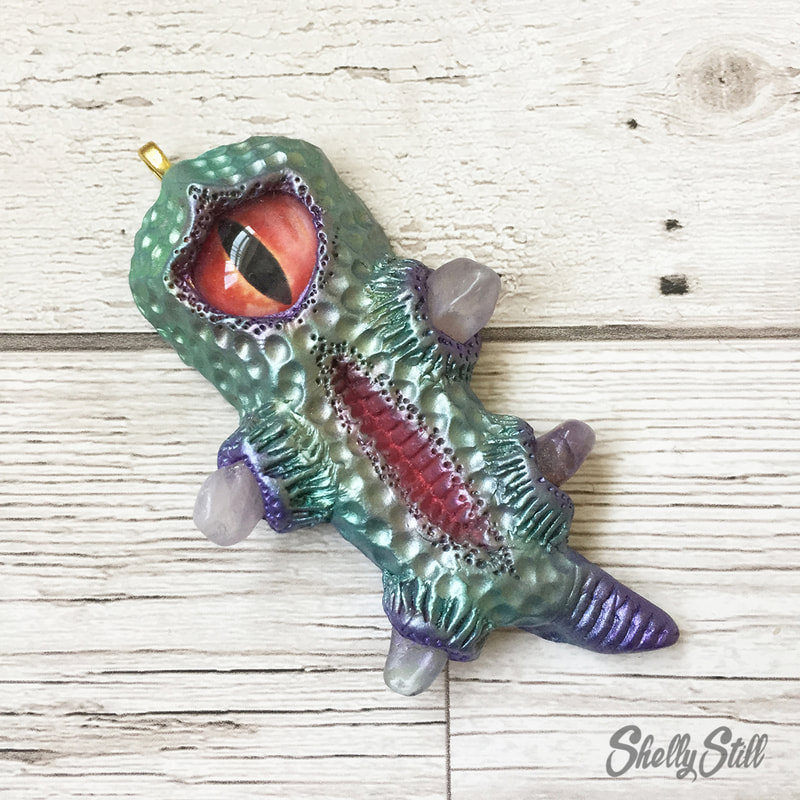 Alien Eyeball Kids Gothic Steampunk Cosclay Alien Tentacle Pendant Necklace OOAK Shelly Still