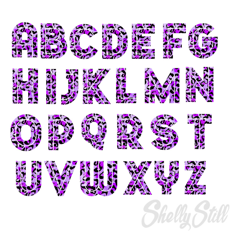 Watercolour Leopard Print Typography Alphabet Letters Shelly Still